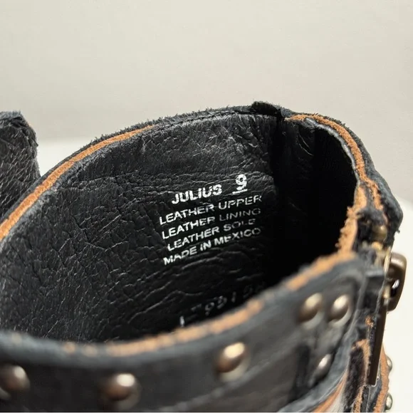 Freebird by Steven Julius Brown Leather Studded Buckle Ankle Boots Size 9 - Picture 7 of 8